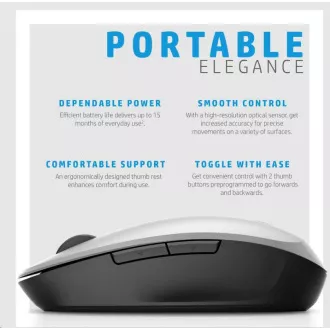 HP Dual Mode Silver Mouse 300 - bluetooth egér, egyszerre két számítógéphez csatlakoztatható HP Dual Mode Silver Mouse 300 - bluetooth egér, egyszerre két számítógéphez csatlakoztatható