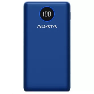 ADATA PowerBank P20000QCD - külső akkumulátor mobilhoz/tablethez 20000mAh, 2, 1A, kék (74Wh)