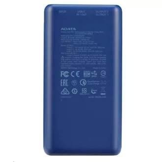 ADATA PowerBank P20000QCD - külső akkumulátor mobilhoz/tablethez 20000mAh, 2, 1A, kék (74Wh) ADATA PowerBank P20000QCD - külső akkumulátor mobilhoz/tablethez 20000mAh, 2, 1A, kék (74Wh)