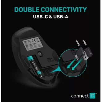 CONNECT IT Dual SmartSwitch vezeték nélküli egér, USB-A   C ( 1x AA elem nélkül), szürke