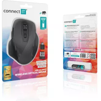 CONNECT IT Dual SmartSwitch vezeték nélküli egér, USB-A   C ( 1x AA elem nélkül), szürke
