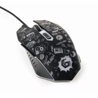GEMBIRD egér MUS-6B-GRAFIX-01, fekete, grafikus nyomtatással, USB