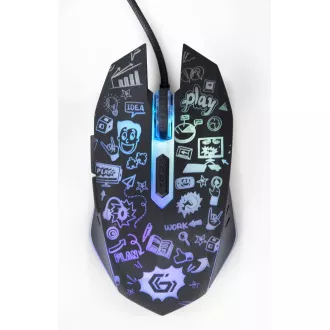 GEMBIRD egér MUS-6B-GRAFIX-01, fekete, grafikus nyomtatással, USB