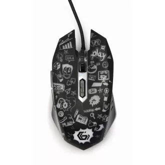 GEMBIRD egér MUS-6B-GRAFIX-01, fekete, grafikus nyomtatással, USB