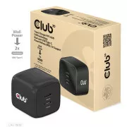 Club3D utazási töltő PPS 45W GAN technológia, két portos USB Type-C, Power Delivery(PD) 3.0 támogatással
