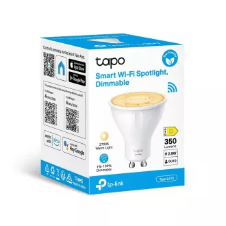 TP-Link Tapo L610 intelligens WiFi dimmelhető LED izzó (fehér, 2700K, 350lm, 2, 4GHz, GU10)