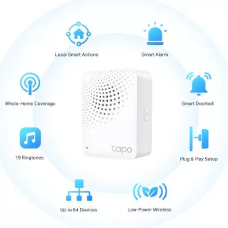 TP-Link Tapo H100 WiFi Smart IoT Hub Tapo csengőhanggal (2, 4GHz, Matter tanúsítvánnyal)