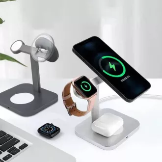 COTEetCI MagSafe 3in1 AirPods/iPhone/Apple Watch állvány és töltőállomás WS-36, ezüst COTEetCI MagSafe 3in1 AirPods/iPhone/Apple Watch állvány és töltőállomás WS-36, ezüst