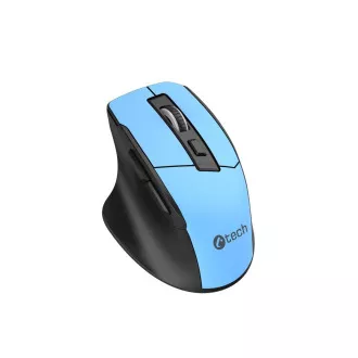 C-TECH Ergo egér WLM-05, vezeték nélküli, 1600DPI, 6 gomb, USB nano vevő, kék színű