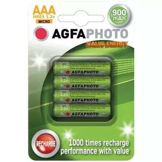 AgfaPhoto újratölthető NiMH akkumulátorok AAA, 900mAh, buborékcsomagolás 4db