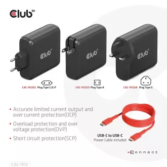 Club3D utazási töltő 100W GAN technológiával, 2xUSB-A és 2xUSB-C, PD 3.0 támogatással