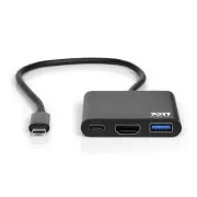 PORT HUB USB-C, HDMI 1X 4K   USB-A   USB-C, fekete