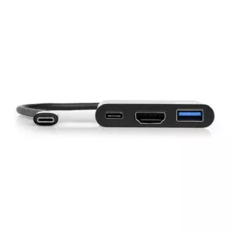 PORT HUB USB-C, HDMI 1X 4K   USB-A   USB-C, fekete