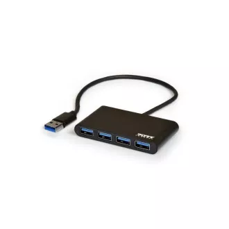 PORT HUB USB-A, 4x USB-A 3.0, fekete