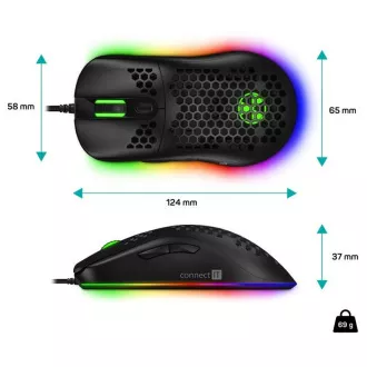 CONNECT IT BATTLE AIR 2 professzionális optikai játékegér   SW, 12800 DPI, fekete színű
