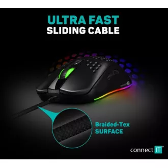 CONNECT IT BATTLE AIR 2 professzionális optikai játékegér   SW, 12800 DPI, fekete színű