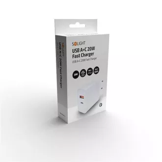 Solight USB A C 20W-os gyorstöltő univerzális hálózati adapter