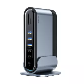 Baseus 17in1 3 képernyős kivetítő dokkoló USB-C csatlakozóval (CN EU UK csatlakozó adapter), szürke