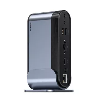 Baseus 17in1 3 képernyős kivetítő dokkoló USB-C csatlakozóval (CN EU UK csatlakozó adapter), szürke