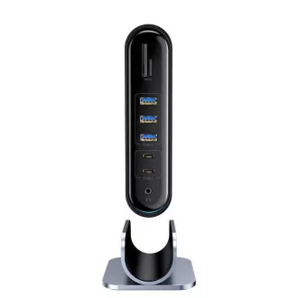 Baseus 17in1 3 képernyős kivetítő dokkoló USB-C csatlakozóval (CN EU UK csatlakozó adapter), szürke