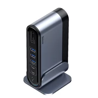 Baseus 17in1 3 képernyős kivetítő dokkoló USB-C csatlakozóval (CN EU UK csatlakozó adapter), szürke