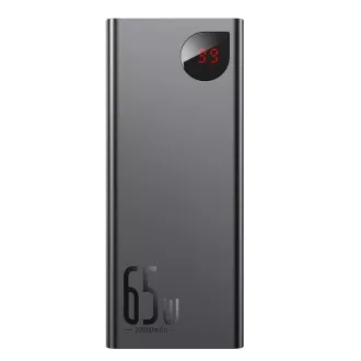 Baseus Adaman fém Power Bank digitális kijelzővel QC   PD 20000mAh 65W, fekete   USB-A/USB-C kábel 30cm, fekete