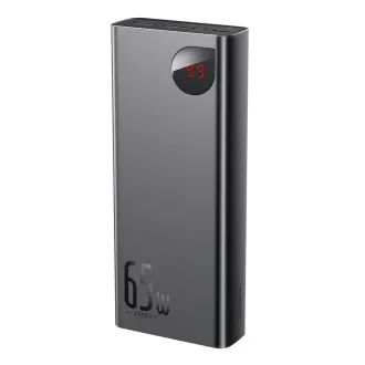 Baseus Adaman fém Power Bank digitális kijelzővel QC   PD 20000mAh 65W, fekete   USB-A/USB-C kábel 30cm, fekete