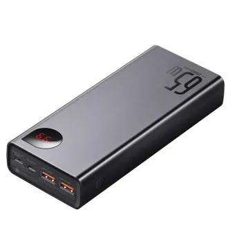Baseus Adaman fém Power Bank digitális kijelzővel QC   PD 20000mAh 65W, fekete   USB-A/USB-C kábel 30cm, fekete