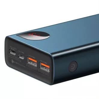 Baseus Adaman fém Power Bank digitális kijelzővel QC   PD 20000mAh 65W, kék   USB-A/USB-C kábel 30cm, fekete