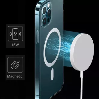 1stCOOL vezeték nélküli QI töltő 15W, hordozható, mágneses, MagSafe kompatibilis, fehér színben