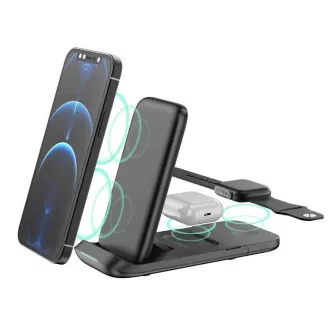 1stCOOL vezeték nélküli QI töltő 3in1, összecsukható, Apple kompatibilis, fekete 1stCOOL vezeték nélküli QI töltő 3in1, összecsukható, Apple kompatibilis, fekete