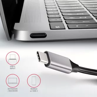 AXAGON HMC-HCR3A, USB 3.2 Gen 1 hub, 3x USB-A port, HDMI 4k/30Hz, SD/microSD, USB-C kábel 20cm