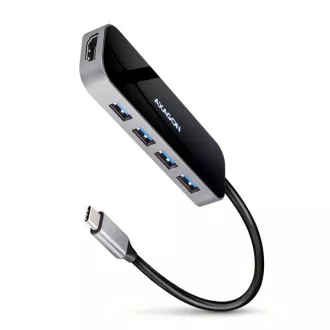 AXAGON HMC-6H4A, USB 3.2 Gen 1 hub, 4x USB-A port, HDMI 4k/30Hz, PD 100W, USB-C kábel 20cm