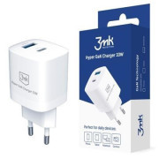 3mk Hyper Charger 33W, GaN, 1x USB-C (PD)   1x USB, fehér