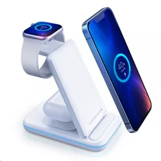 3mk töltőállvány - Hyper Wireless Charger 3w1 15W, fehér 3mk töltőállvány - Hyper Wireless Charger 3w1 15W, fehér
