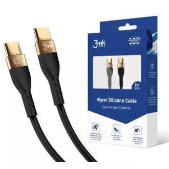 3mk adatkábel - Hyper Silicone Cable C to C 2m 100W, fekete