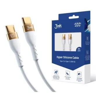 3mk adatkábel - Hyper Silicone Cable C to C 2m 100W, fehér 3mk adatkábel - Hyper Silicone Cable C to C 2m 100W, fehér