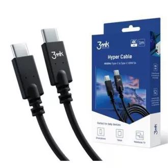 3mk adatkábel - Hyper Cable 4k60Hz 1m 100W C to C, fekete