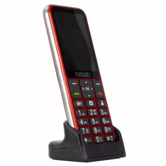 EVOLVEO EasyPhone LT, mobiltelefon idősek számára töltőállvánnyal, piros színű