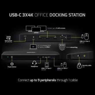 PORT dokkolóállomás akár 9 perifériához USB-C-n keresztül, fekete színben