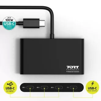 PORT hub USB-C 3x USB-C 3.1 porttal   1x USB-C 100 W-os PD-vel