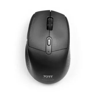 PORT újratölthető egér kettős vezeték nélküli csatlakozással, BT, 2, 4 GHz, USB-A/C, fekete