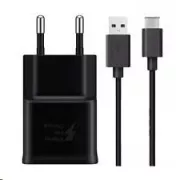 Samsung hálózati töltő EP-TA200EBE   EP-DG970BBE, USB-C, 15 W, fekete - ömlesztett állapotban