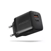 AXAGON ACU-PQ30 hálózati töltő 30W, 2x port (USB-A   USB-C), PD3.0/PPS/QC4 /SFC/AFC/Apple, fekete színű