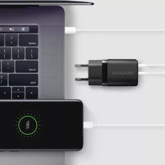 AXAGON ACU-PQ30, Teljesítménytöltő 30W, 2x port (USB-A   USB-C), PD3.0/PPS/QC4 /SFC/AFC/Apple, fekete színű