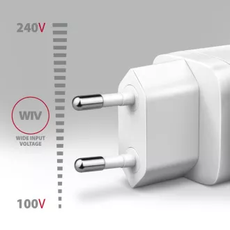 AXAGON ACU-PQ30W, Teljesítménytöltő 30W, 2x port (USB-A   USB-C), PD3.0/PPS/QC4 /SFC/AFC/Apple, fehér színben