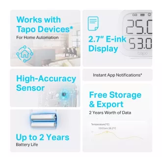 TP-Link Tapo T315 intelligens hőmérséklet- és páratartalom-mérő 2,7