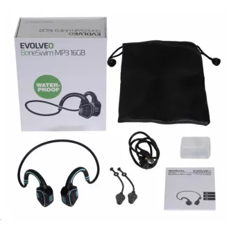 EVOLVEO BoneSwim MP3 16GB vezeték nélküli fejhallgató, arccsont, kék - Felbontott