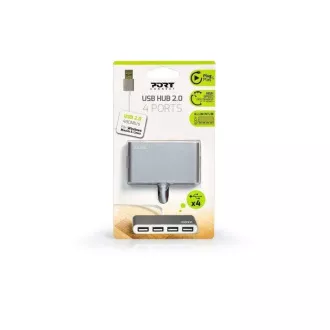 PORT USB HUB, 4x USB 2.0, szürke