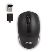 PORT vezeték nélküli egér Vezeték nélküli irodai, USB-A/USB-C dongle, 2, 4Ghz, 1000DPI, fekete